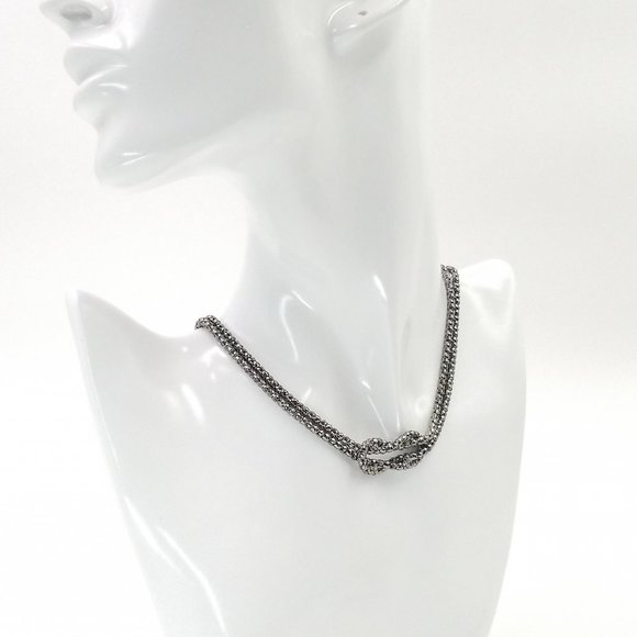 Hematite Beaded Infinity Knot Necklace - Picture 1 of 5
